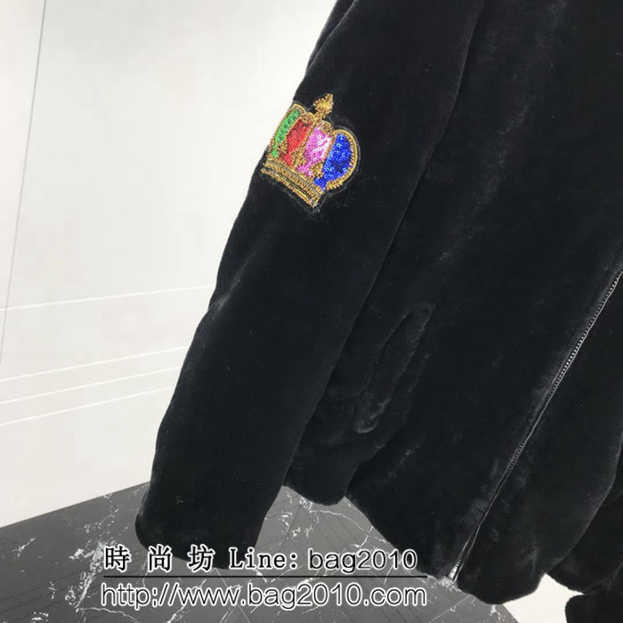 DＧ杜嘉班納 18FW秋冬新款 愛神丘比特燙鑽刺繡logo 毛絨外套 情侶款 ydi1846